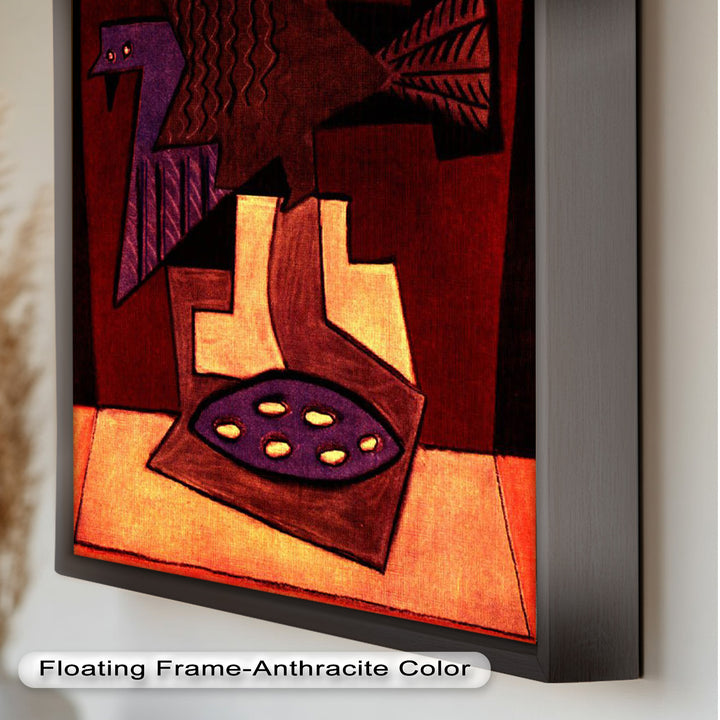 Abstract Bird & Bowl Wall Art – Cubist Oil Painting