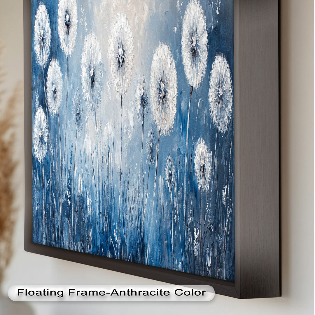 White Dandelion Field Wall Art – Floral Oil Painting