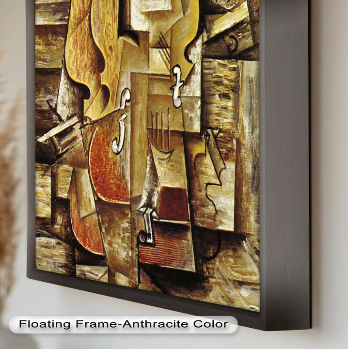 Violin & Grapes Wall Art – Cubist Still Life Oil Painting