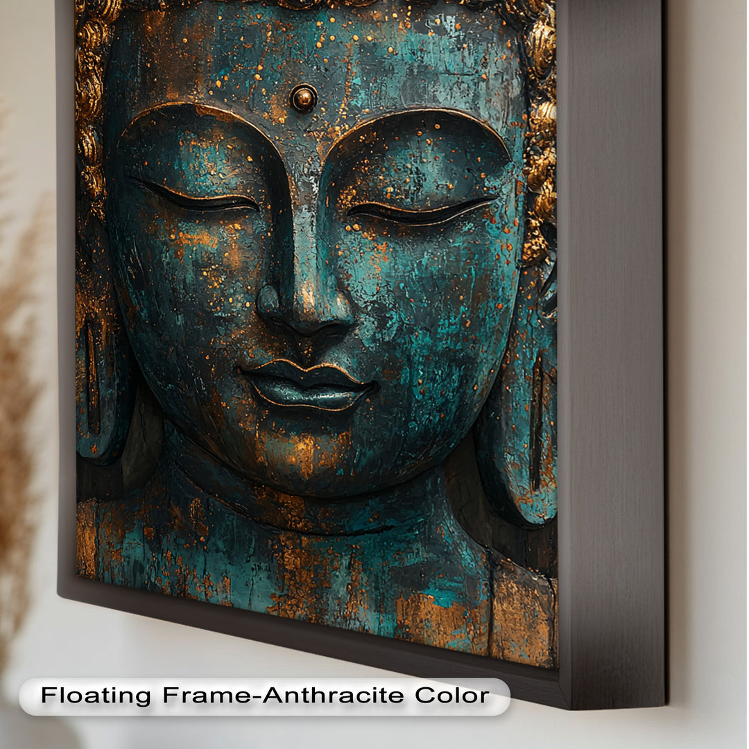 Turquoise Buddha Wall Art – Religious Oil Painting