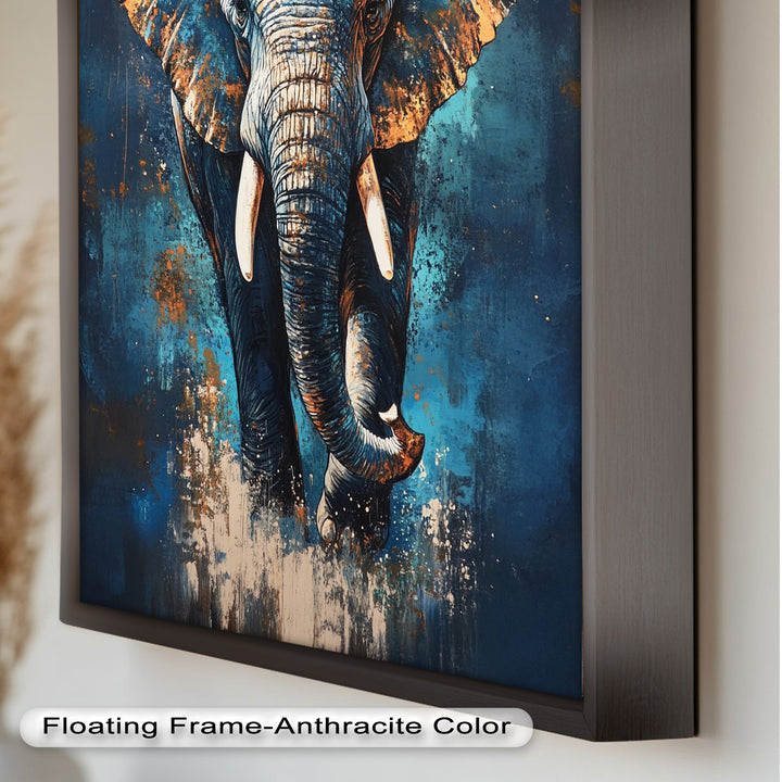 Elephant in Blue Tones - Animal Oil Painting