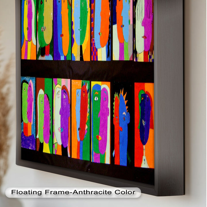 Pop Cubist Faces Wall Art – Abstract Oil Painting