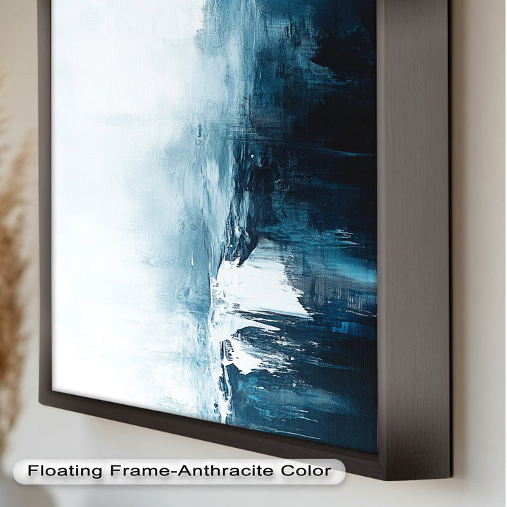 Midnight Fjord – Deep Blue Abstract Oil Painting