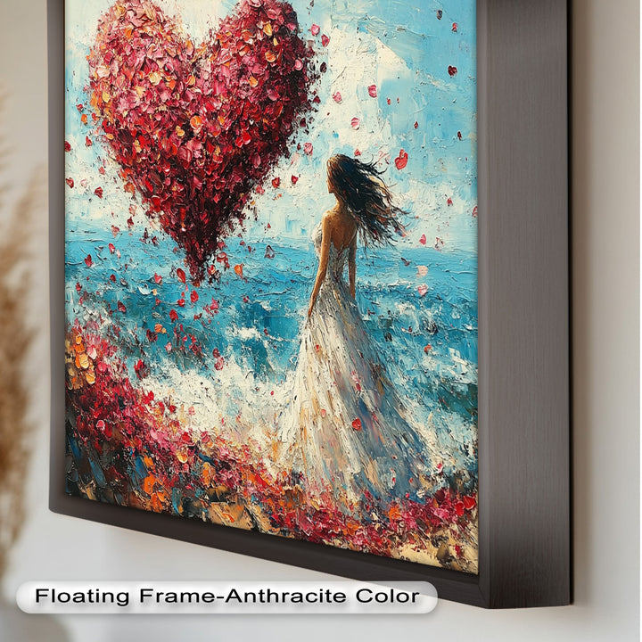 Petals of Love – Romantic Woman by the Sea Love Oil Painting