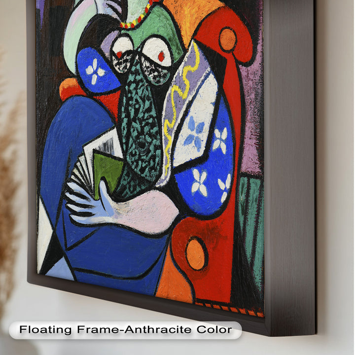 Abstract Woman Reading on Red Armchair - Picasso Oil Painting