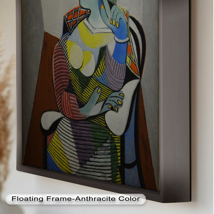 Striped Thoughts – Colorful Woman in Hat Picasso Oil Painting