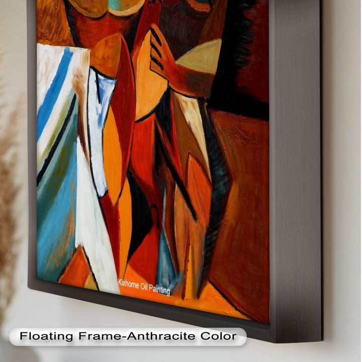 Embracing Figures Wall Art – Cubist Abstract Oil Painting