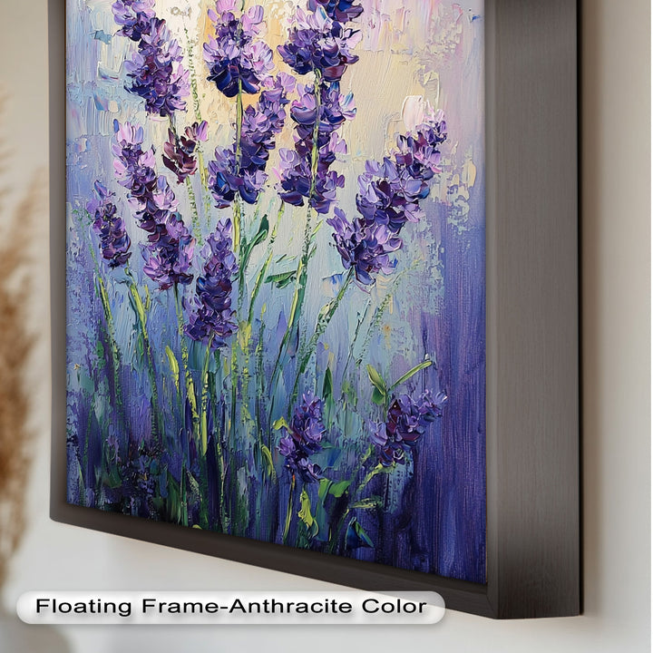 Lavender Blooms in Textured Harmony - Flower Oil Painting