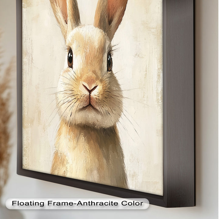 Soft-Gazed Bunny in Cream Hues - Animal Oil Painting