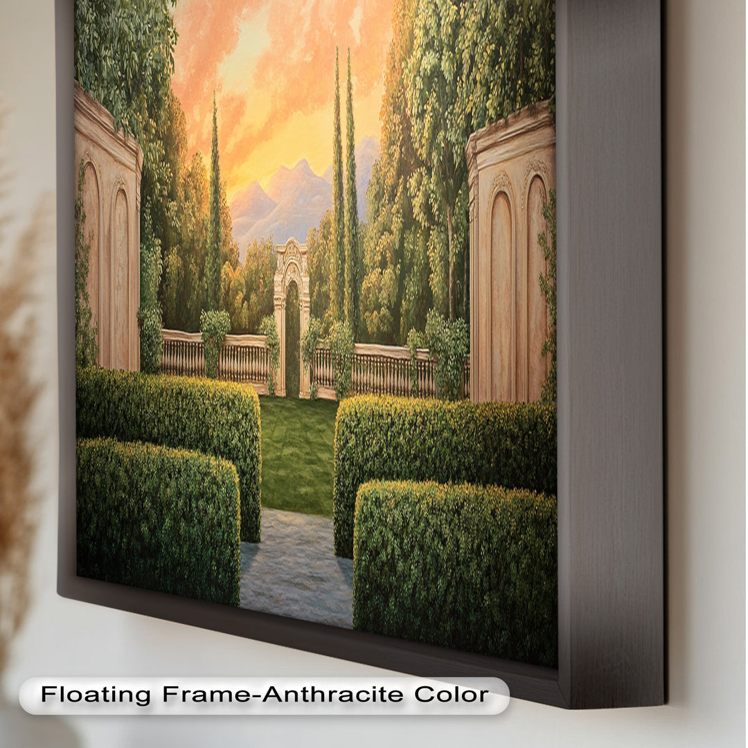 Sunset Garden Gateway – Classical Landscape Oil Painting
