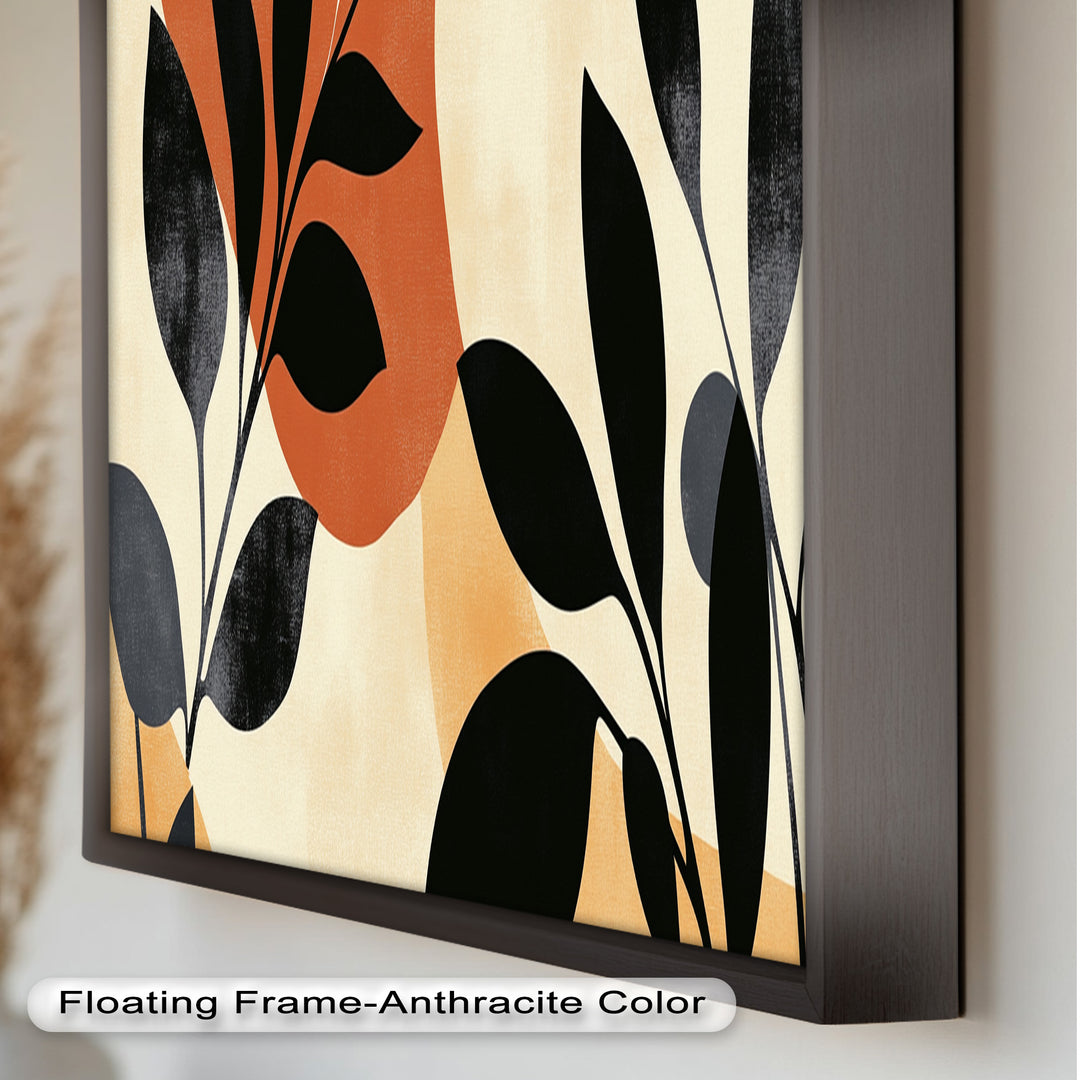 Earth-Tone Botanical Silhouette – Modern Boho Oil Painting