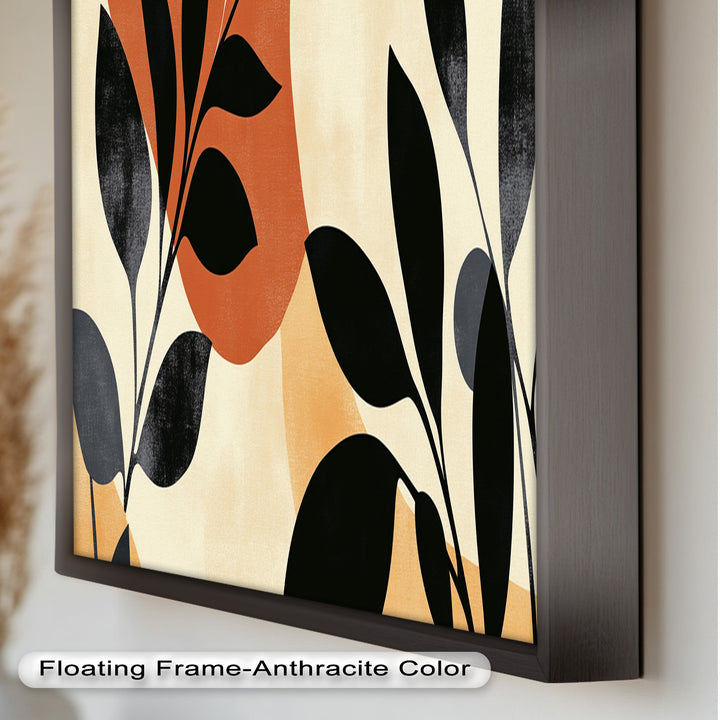 Earth-Tone Botanical Silhouette – Modern Boho Oil Painting