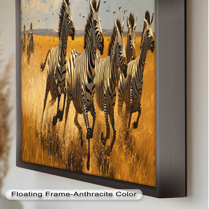 Thundering Zebra Herd – Wild Safari Oil Painting