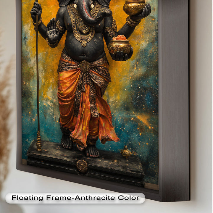 Stehende Ganesha-Wandkunst – Religiöses Ölgemälde