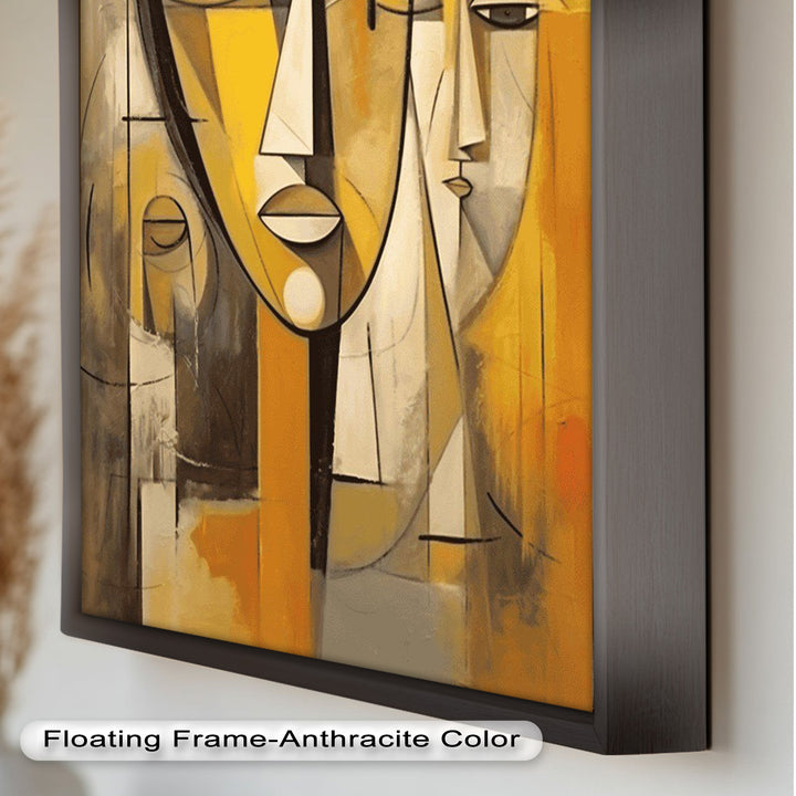 Golden Echoes – Cubist Expression of Faces in Motion Picasso Oil Painting