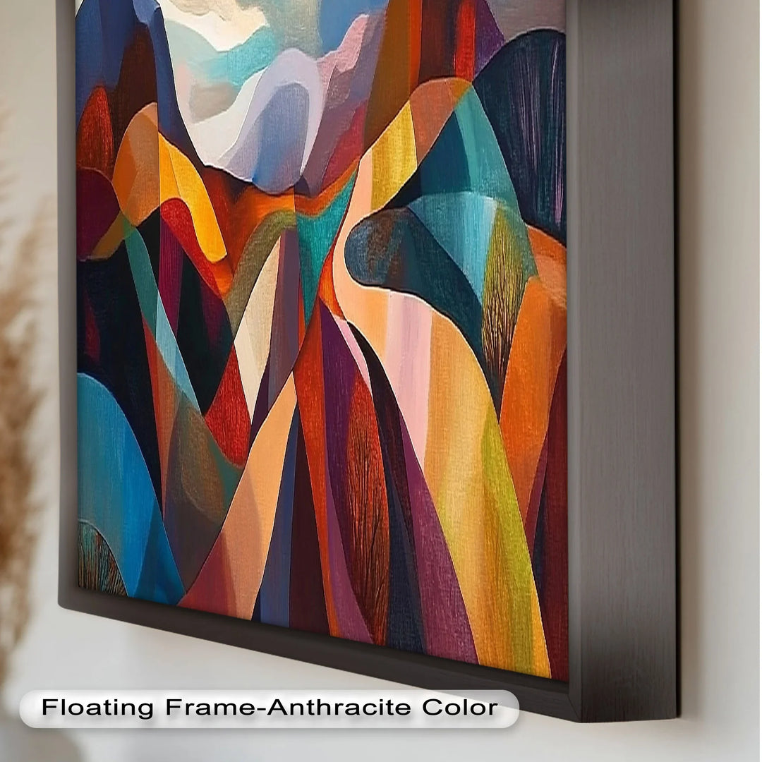 Valley of Vibrance – Geometric Landscape Abstract Oil Painting - MyPhotoStation