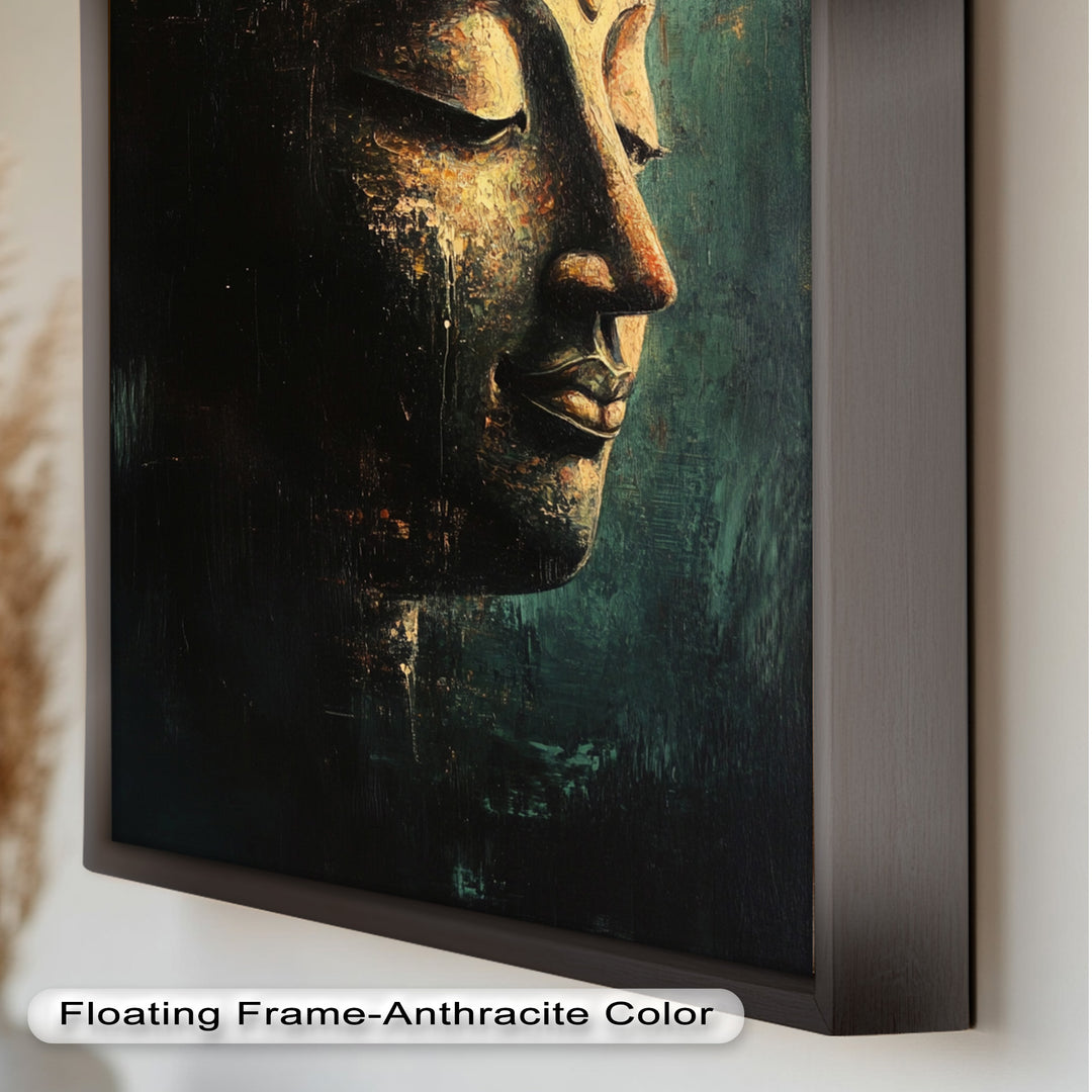 Ruhiges Buddha-Gesicht als Wandkunst – Religiöses Ölgemälde