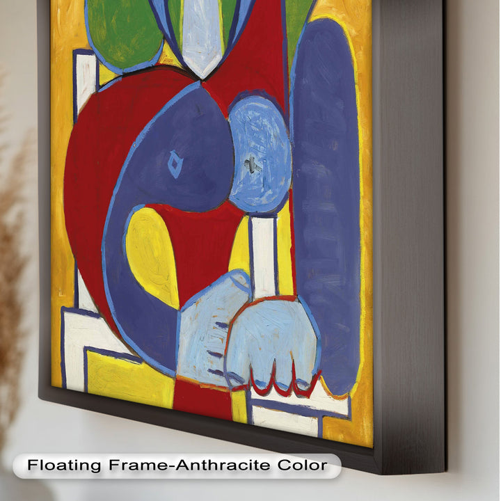 Seated in Silence – Colorful Cubist Portrait Oil Painting