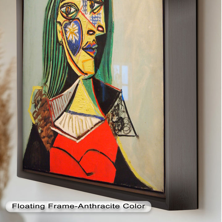 Solar Veil – Cubist Portrait of a Woman in Red Hat Oil Painting