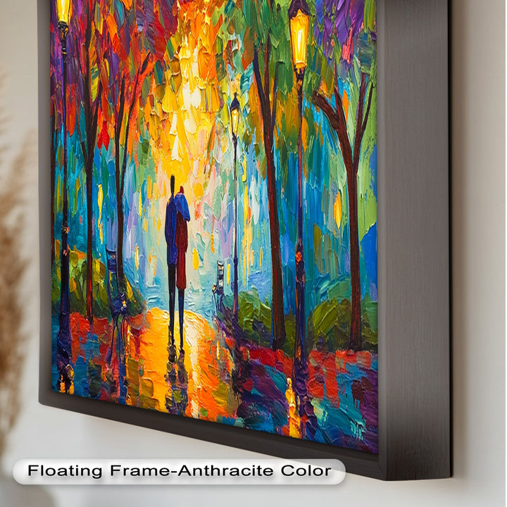 Romantic Couple Under Umbrella - Love Oil Painting