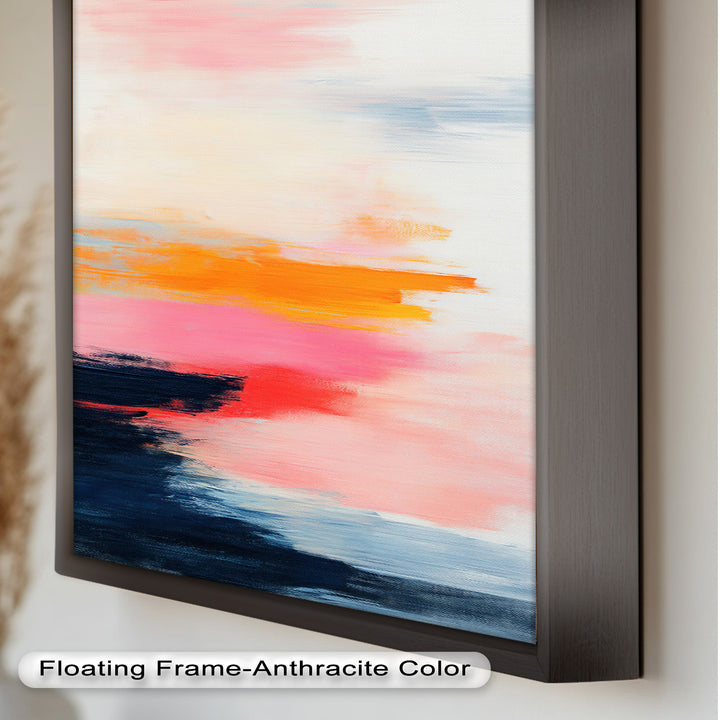 Blush Horizon – Abstraktes Ölgemälde mit Sonnenuntergangshimmel