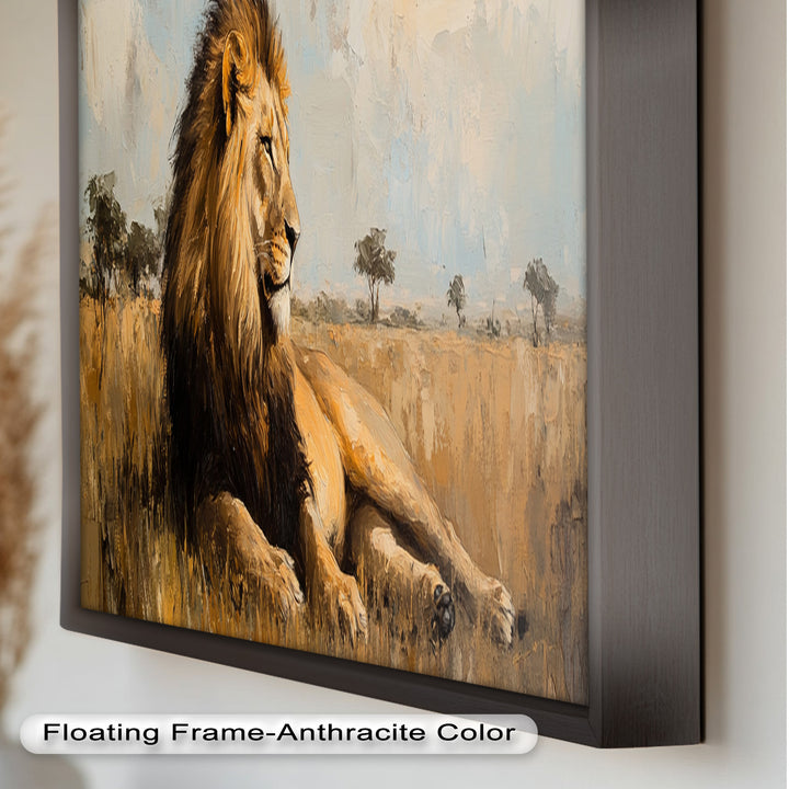 Regal Lion in Golden Plains – Wildlife Oil Painting