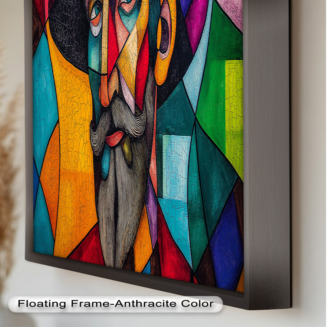 The Thinker’s Mosaic – Abstract Male Portrait Oil Painting