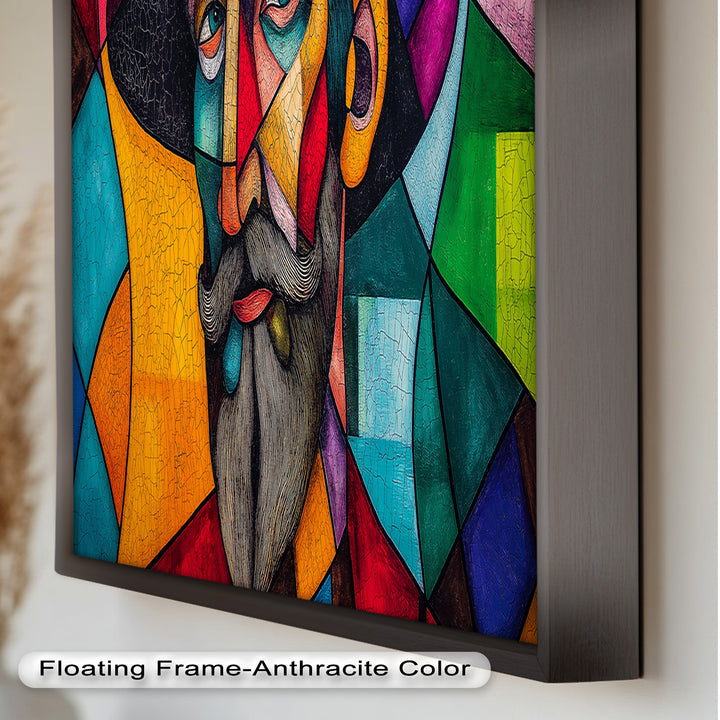 The Thinker’s Mosaic – Abstract Male Portrait Oil Painting