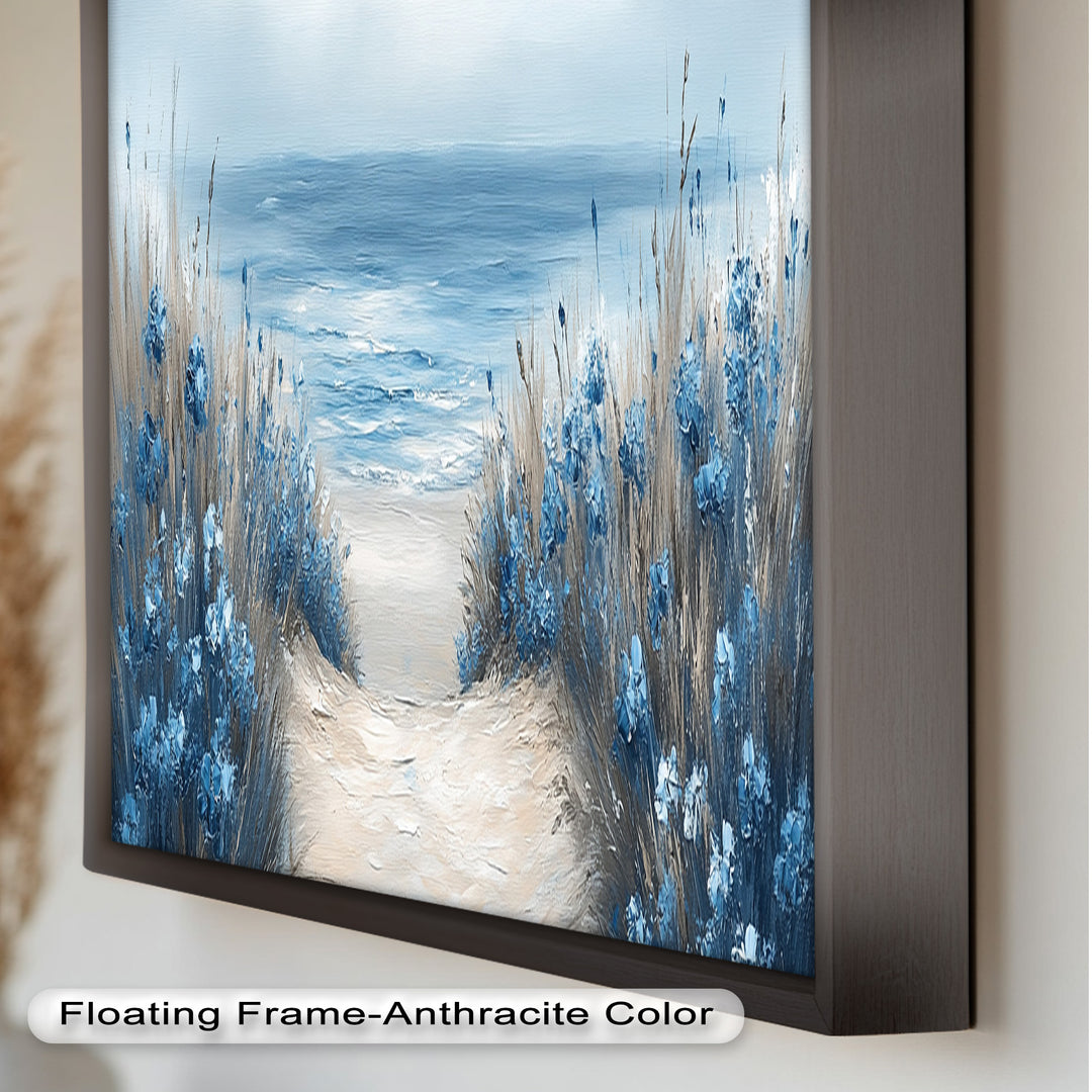 Blaue Blumenstrandlandschaft - Realismus Ölgemälde