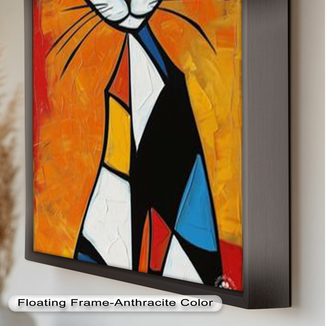 Geometric Feline – Abstract Cat Picasso Style Oil Painting