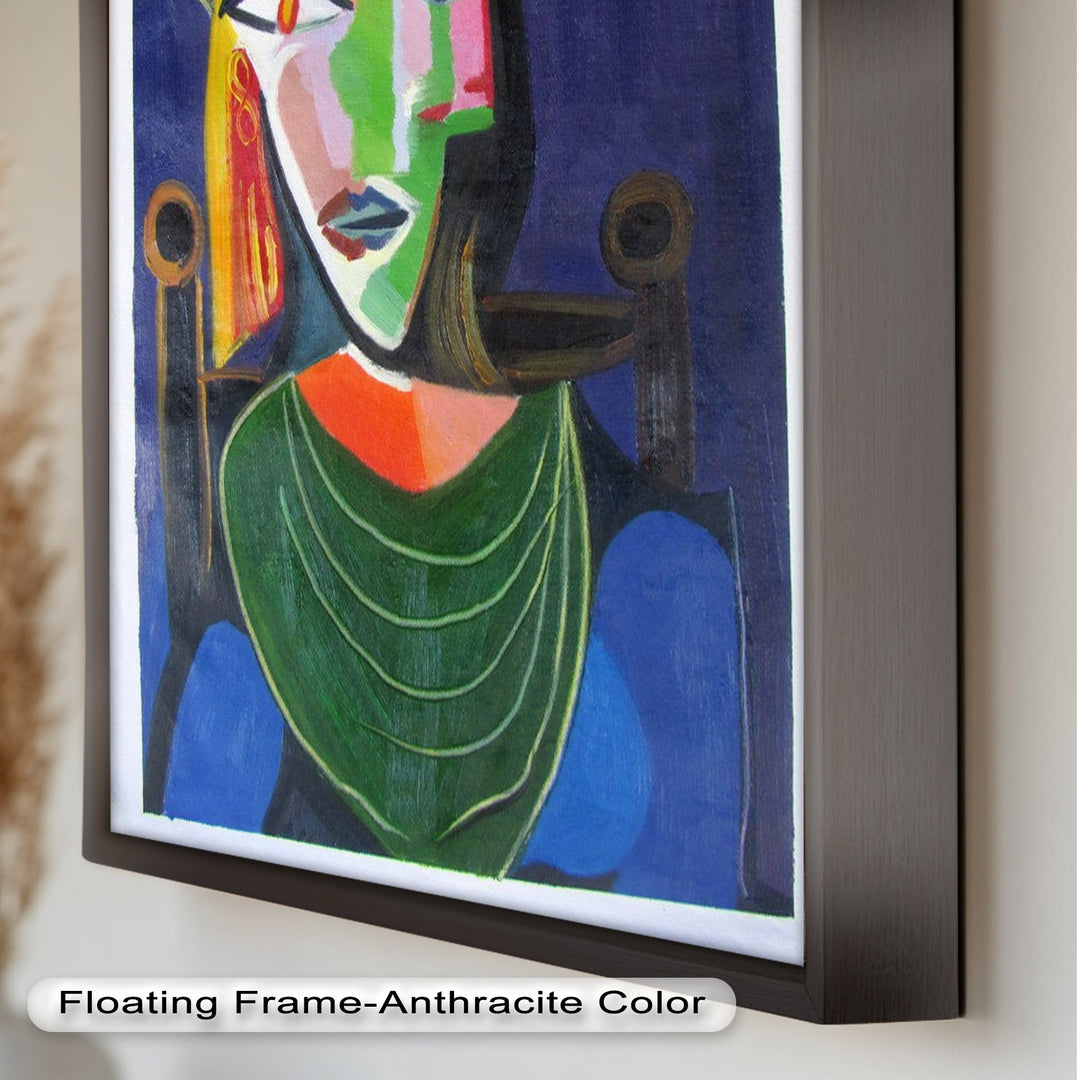 Jade and Indigo Muse – Abstract Woman Picasso Oil Painting