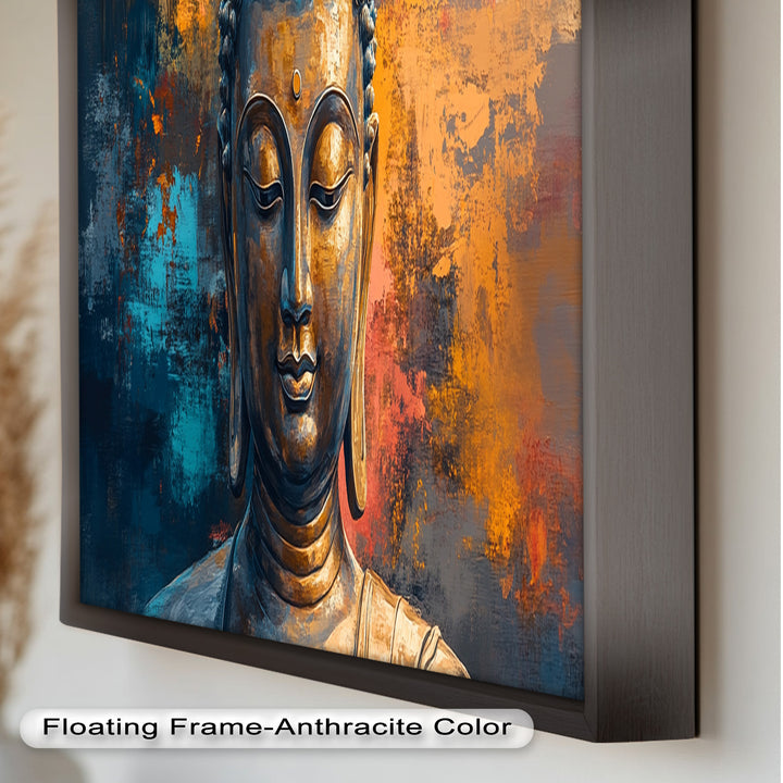Golden Buddha Wall Art – Colorful Oil Painting