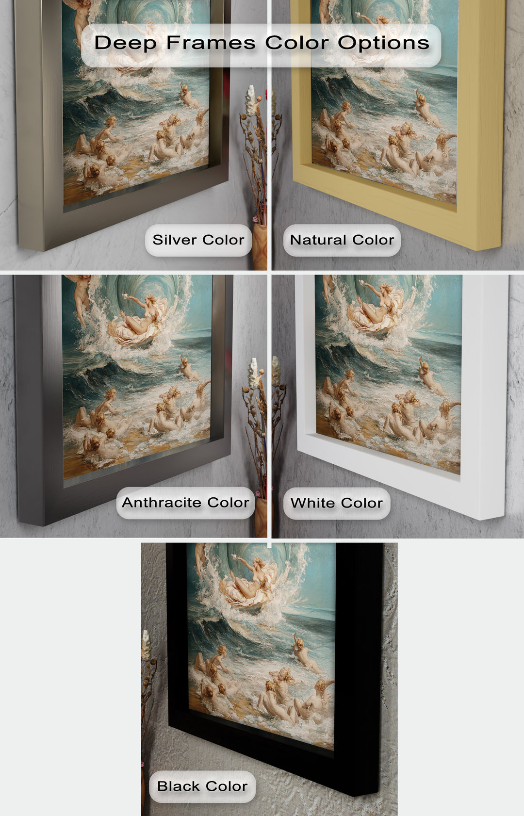 The Birth of Beauty – Mythic Seafoam and Cherubs Nude Oil Painting