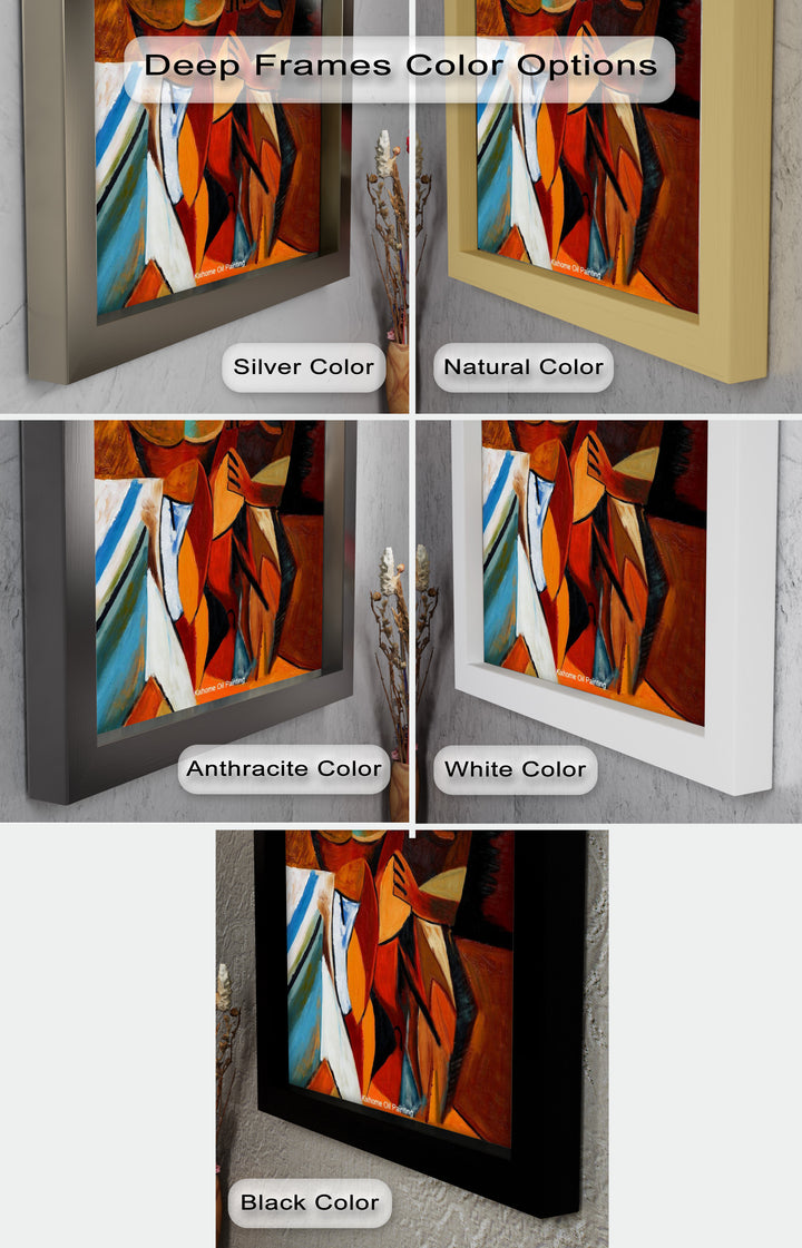 Embracing Figures Wall Art – Cubist Abstract Oil Painting