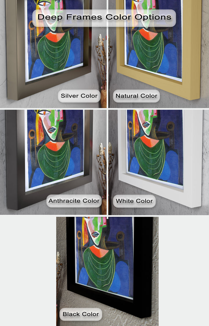 Jade and Indigo Muse – Abstract Woman Picasso Oil Painting