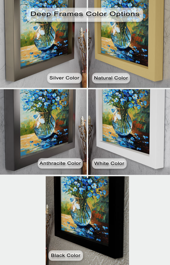 Blue Wildflower Bouquet Wall Art – Floral Oil Painting