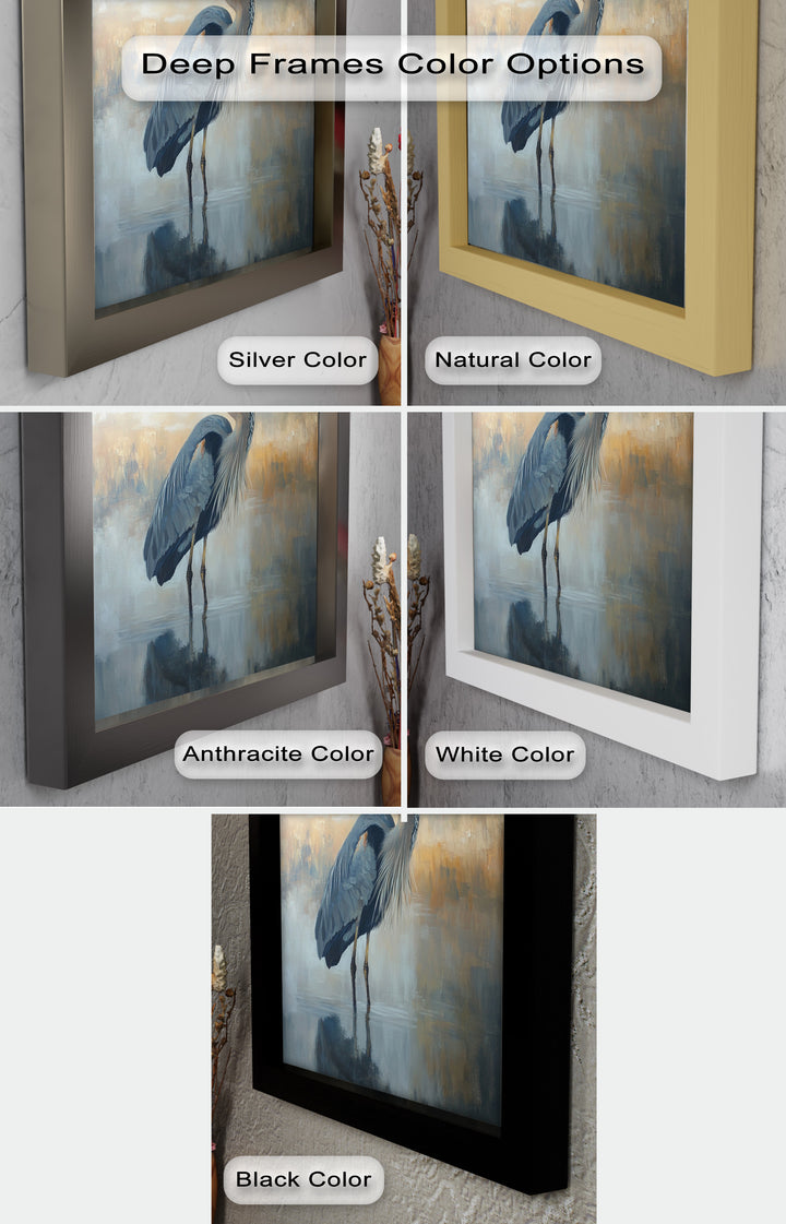 Heron in Misty Reflections - Animal Oil Painting