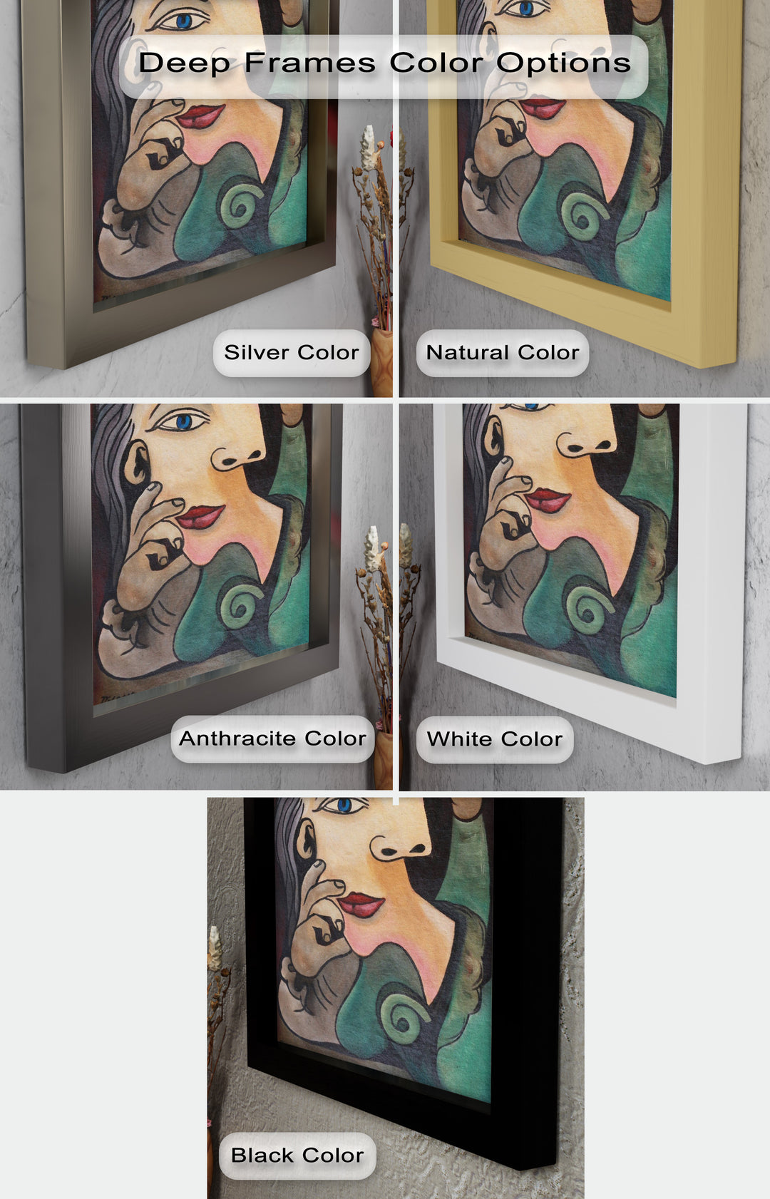Quiet Bloom – Woman with Yellow Flower Picasso Oil Painting