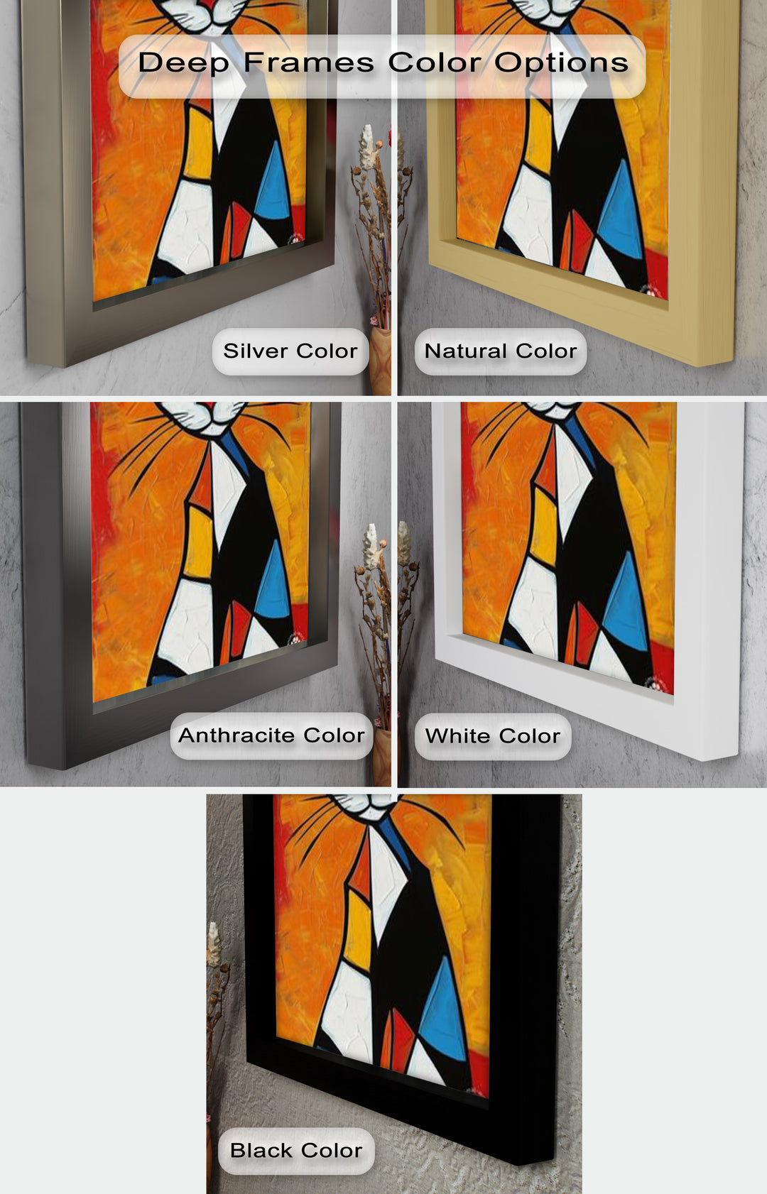 Geometric Feline – Abstract Cat Picasso Style Oil Painting