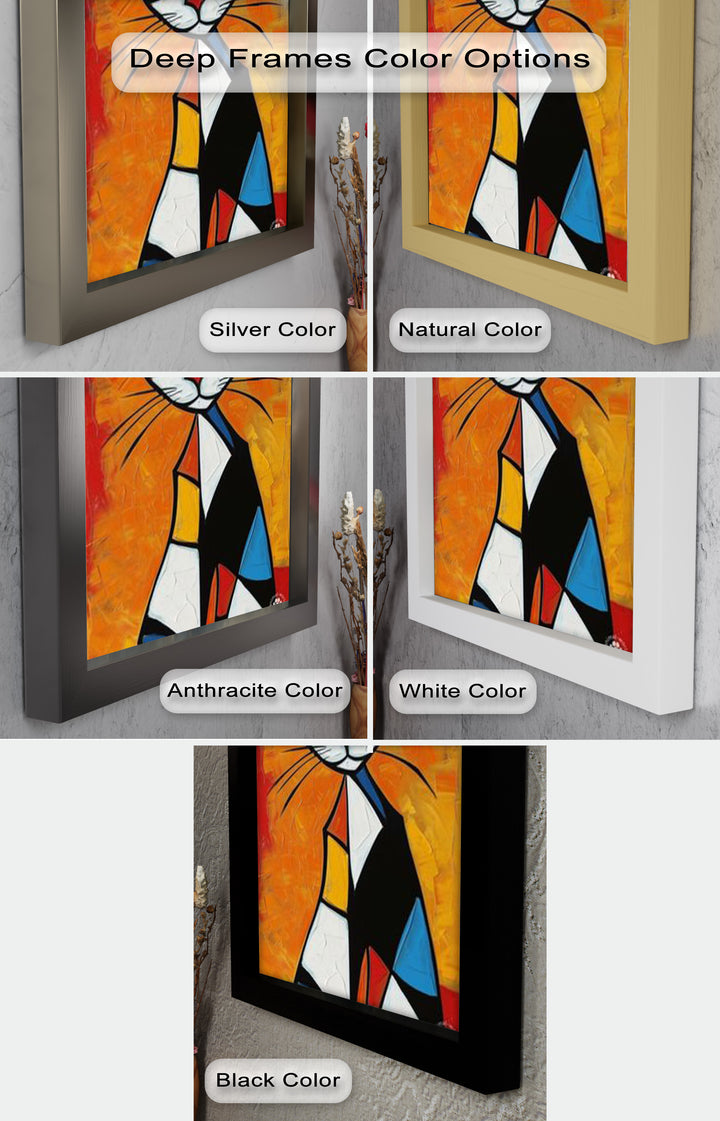 Geometric Feline – Abstract Cat Picasso Style Oil Painting