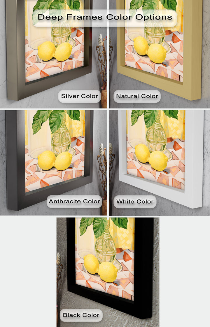 Lemon & Leaf Kitchen Art – Framed Oil Painting