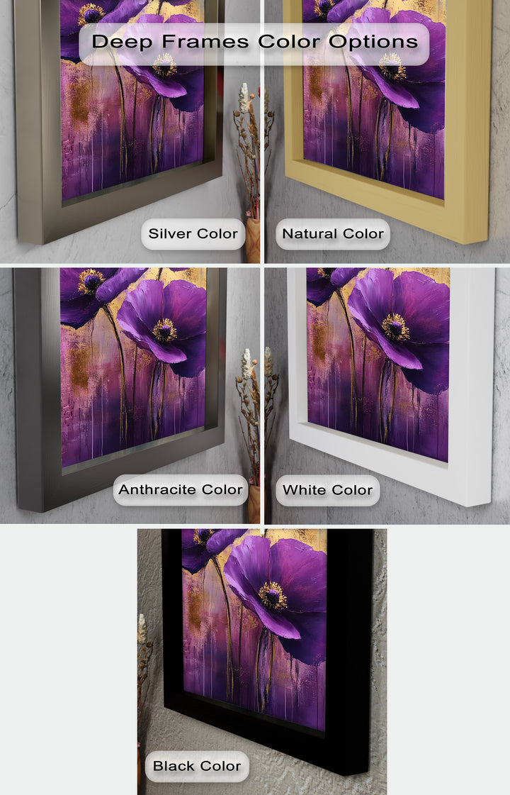 Purple Florals with Gold Accents - Flower Oil Painting