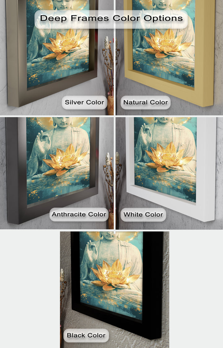 Golden Lotus Buddha Wall Art – Religious Oil Painting