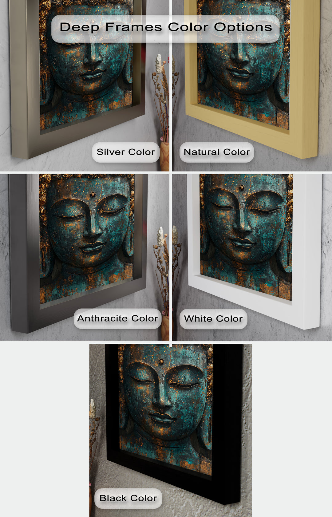 Turquoise Buddha Wall Art – Religious Oil Painting