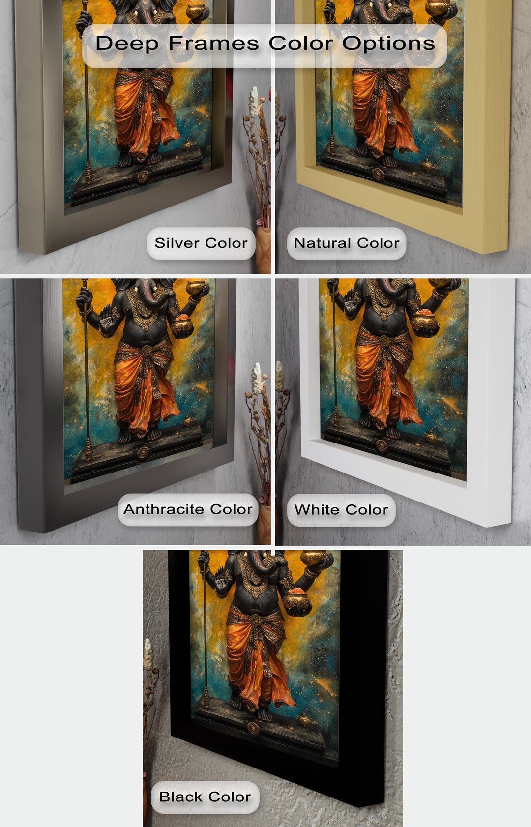 Stehende Ganesha-Wandkunst – Religiöses Ölgemälde