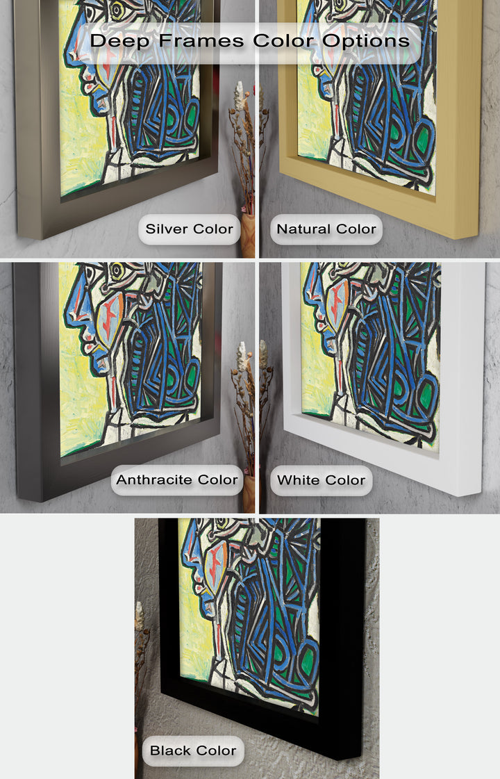Geometric Portrait with Cyan and Emerald Tones - Picasso Oil Painting
