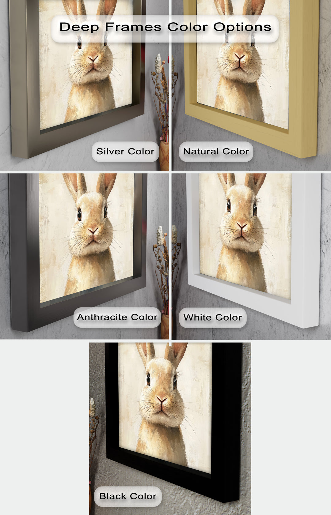 Soft-Gazed Bunny in Cream Hues - Animal Oil Painting