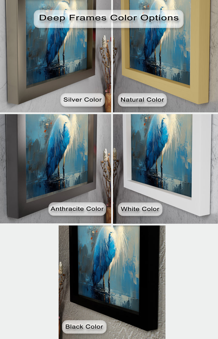 Modern Blue Heron - Animal Oil Painting
