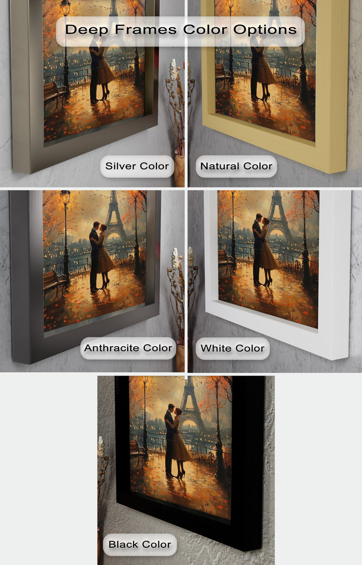Paris Moonlight – Lovers Beneath the Eiffel Tower Love Oil Painting