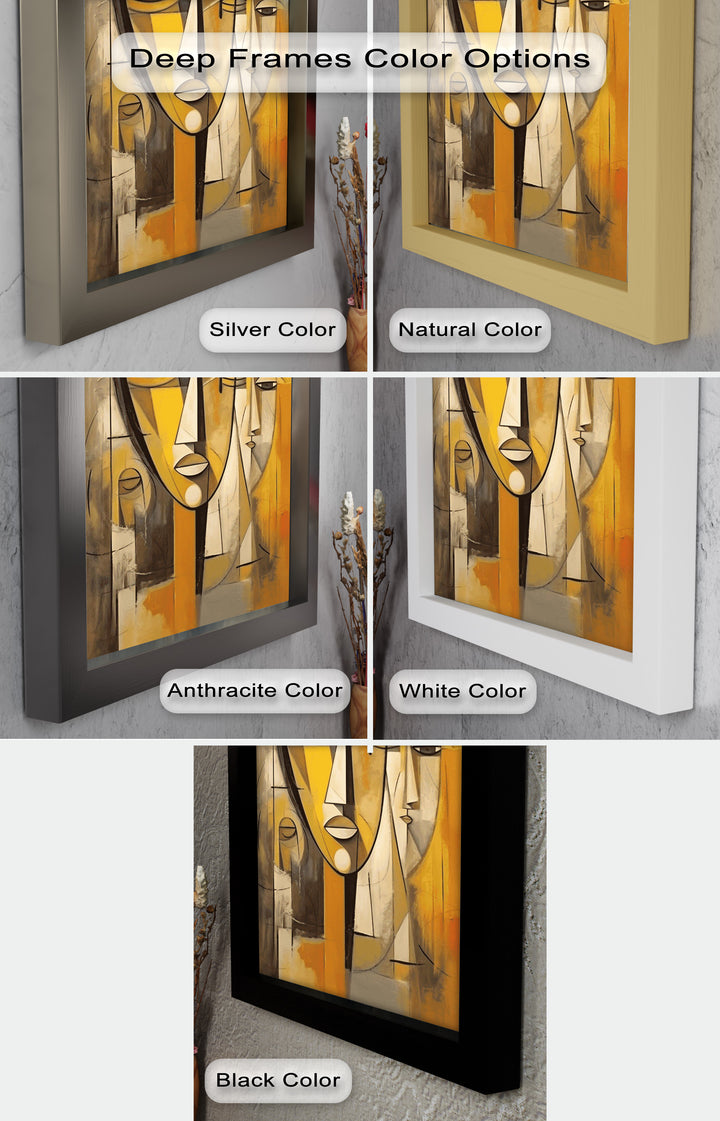 Golden Echoes – Cubist Expression of Faces in Motion Picasso Oil Painting